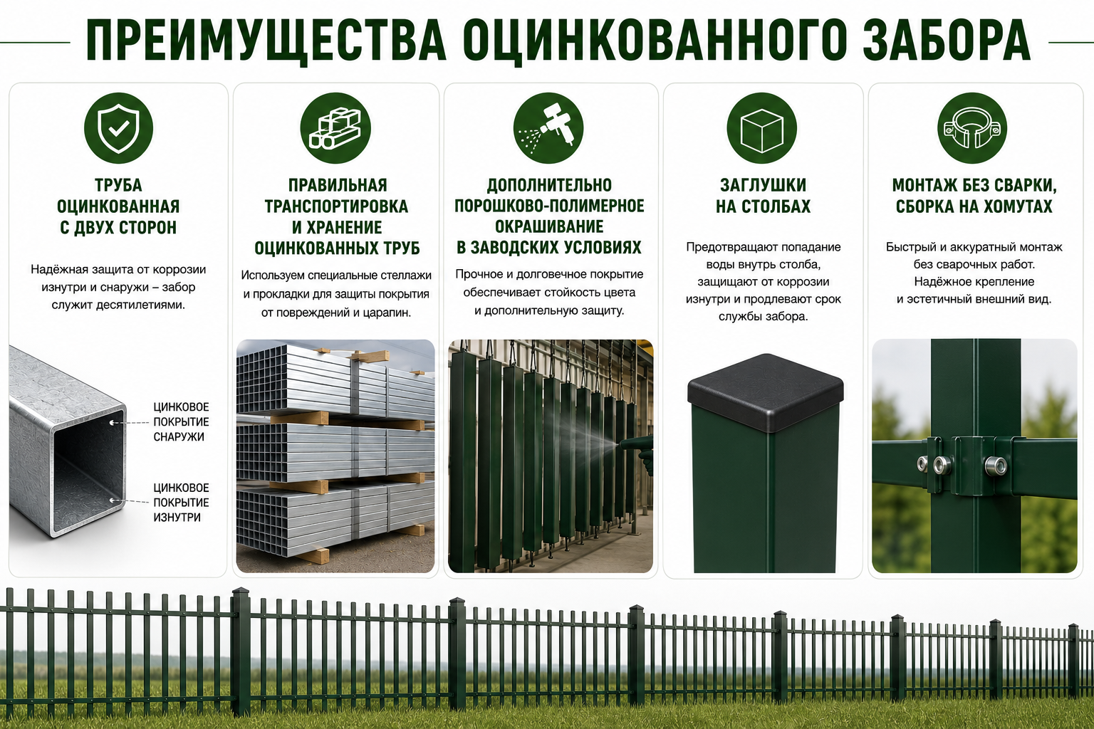 Заборы и ворота из оцинкованной трубы